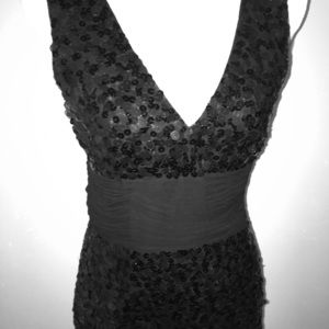 BCBGMaxAzria Black Sequin Midi Dress